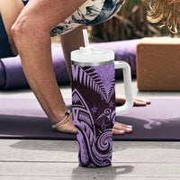 Aotearoa Tumbler With Handle Maori Kiwi Purple Fern LT01 - Polynesian Pride