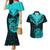 Personalised Aotearoa Couples Matching Mermaid Dress And Hawaiian Shirt Maori Kiwi Turquoise Fern LT01 Turquoise - Polynesian Pride