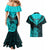 Personalised Aotearoa Couples Matching Mermaid Dress And Hawaiian Shirt Maori Kiwi Turquoise Fern LT01 - Polynesian Pride