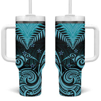 Aotearoa Tumbler With Handle Maori Kiwi Turquoise Fern LT01 One Size: 40 oz Turquoise - Polynesian Pride