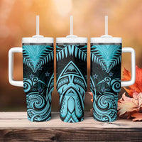 Aotearoa Tumbler With Handle Maori Kiwi Turquoise Fern LT01 - Polynesian Pride