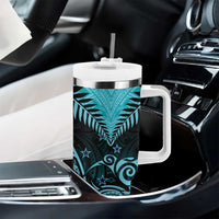 Aotearoa Tumbler With Handle Maori Kiwi Turquoise Fern LT01 - Polynesian Pride