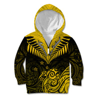 Personalised Aotearoa Kid Hoodie Maori Kiwi Yellow Fern LT01 Zip Hoodie Yellow - Polynesian Pride