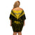 Personalised Aotearoa Off Shoulder Short Dress Maori Kiwi Yellow Fern LT01 - Polynesian Pride