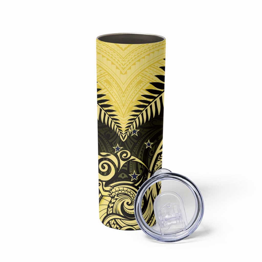 Aotearoa Skinny Tumbler Maori Kiwi Yellow Fern