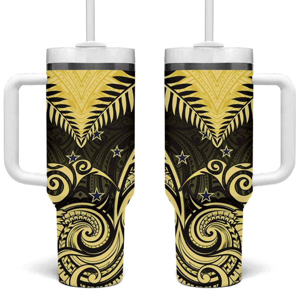 Aotearoa Tumbler With Handle Maori Kiwi Yellow Fern LT01 One Size: 40 oz Yellow - Polynesian Pride