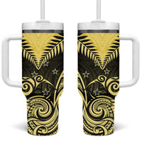 Aotearoa Tumbler With Handle Maori Kiwi Yellow Fern LT01 One Size: 40 oz Yellow - Polynesian Pride