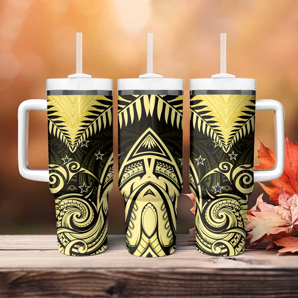 Aotearoa Tumbler With Handle Maori Kiwi Yellow Fern LT01 - Polynesian Pride