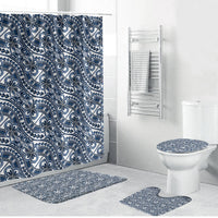 Hibiscus Bloom Island Tribal Waves Bathroom Set Blue Polynesian Pattern LT01 Bathroom Set (4 pcs) Blue - Polynesian Pride
