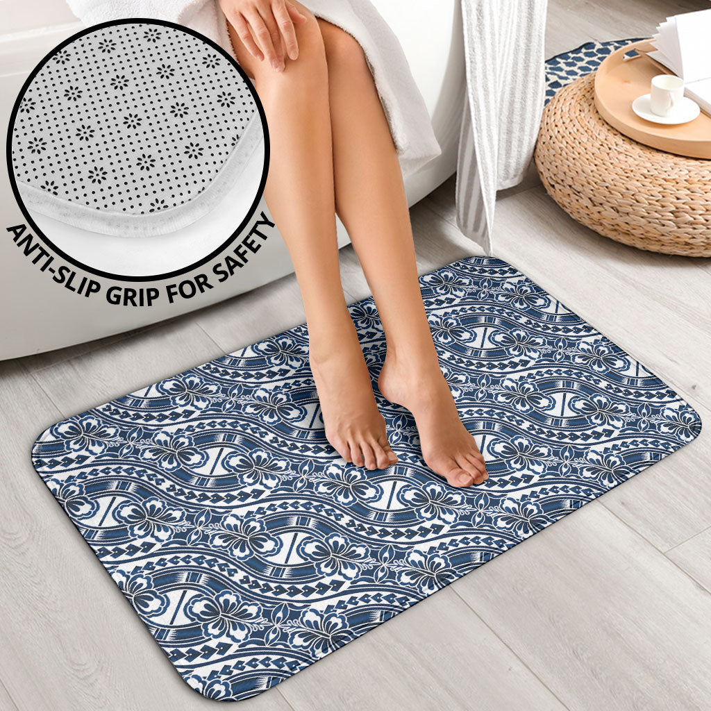 Hibiscus Bloom Island Tribal Waves Bathroom Set Blue Polynesian Pattern LT01 - Polynesian Pride