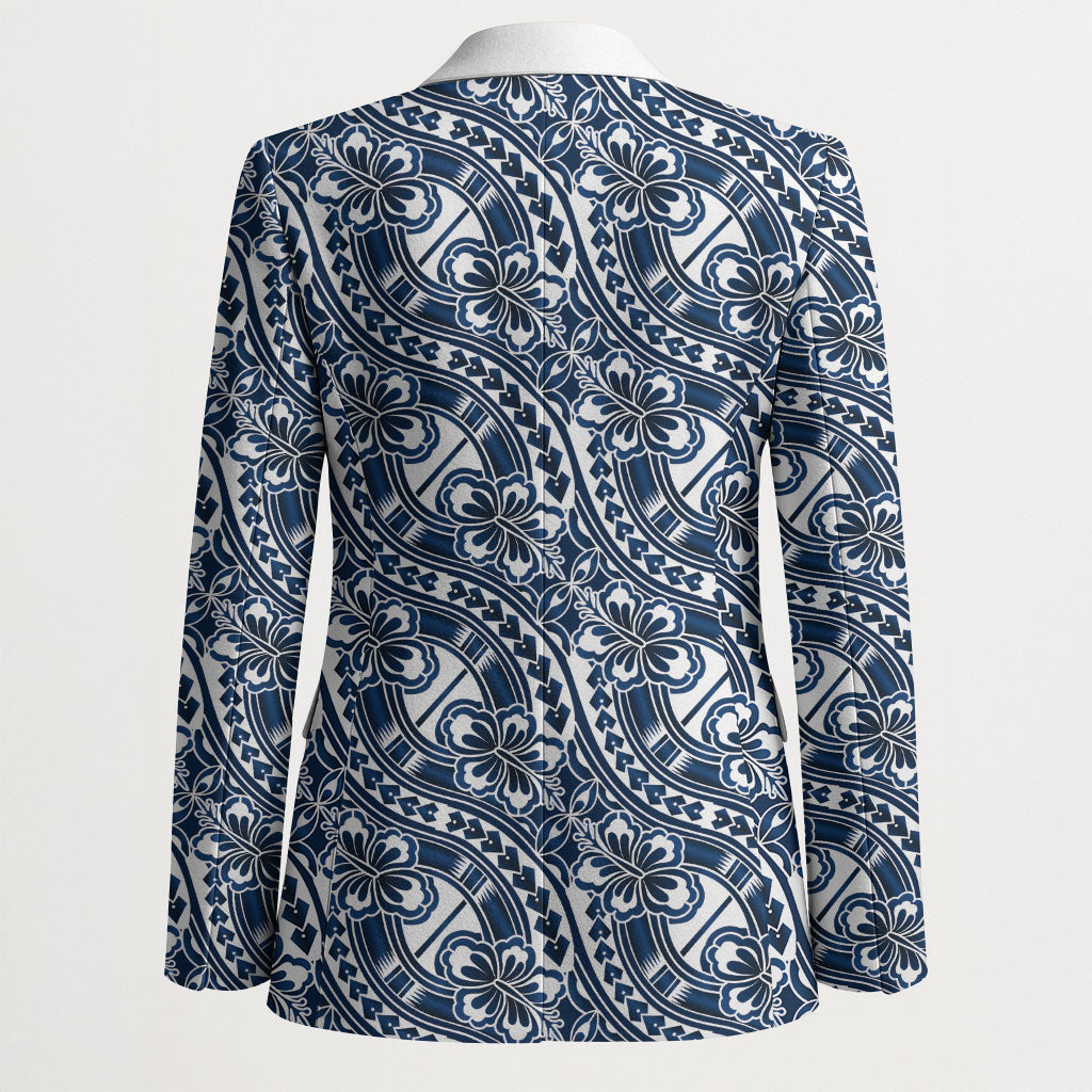 Hibiscus Bloom Island Tribal Waves Blazer Blue Polynesian Pattern LT01 - Polynesian Pride