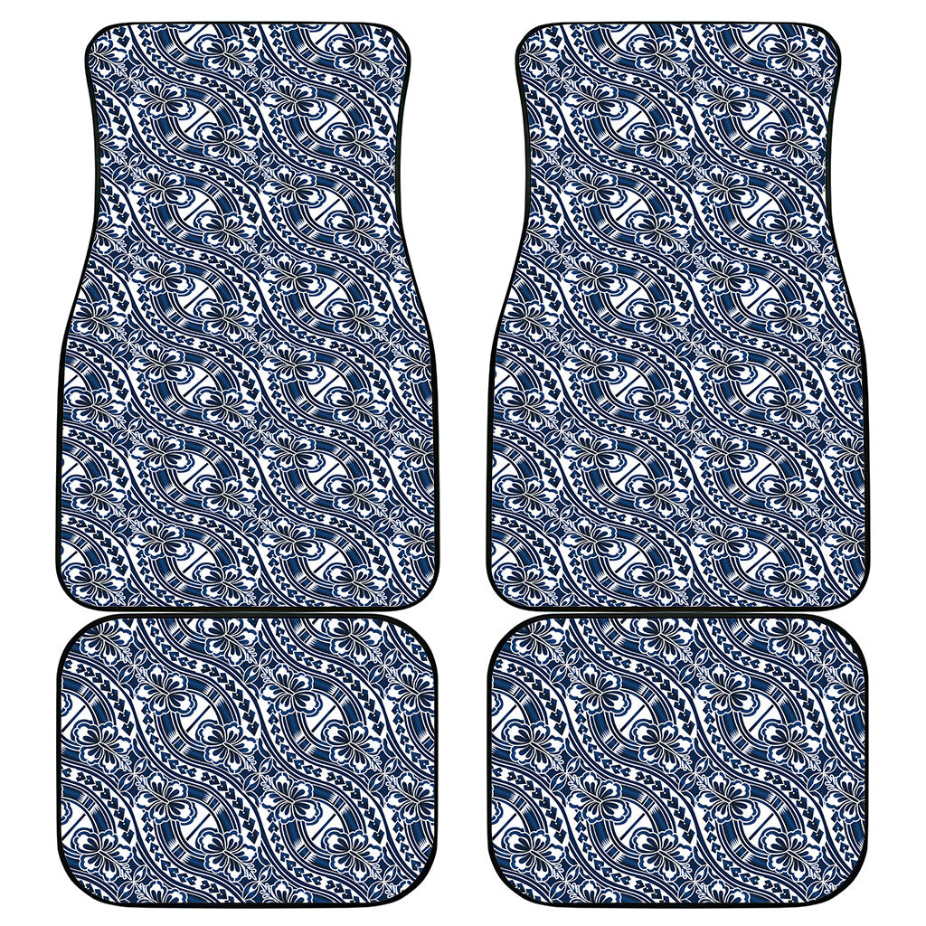 Hibiscus Bloom Island Tribal Waves Car Mats Blue Polynesian Pattern LT01 - Polynesian Pride