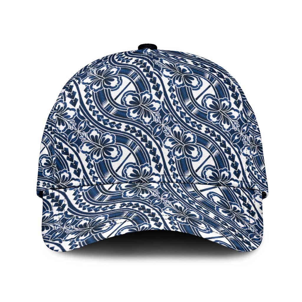 Hibiscus Bloom Island Tribal Waves Classic Cap Blue Polynesian Pattern LT01 Universal Fit Blue - Polynesian Pride