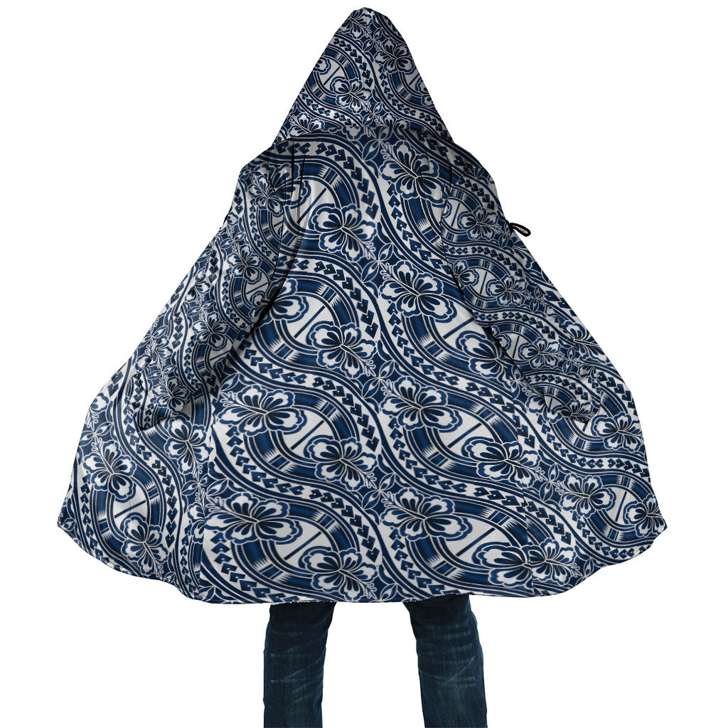 Hibiscus Bloom Island Tribal Waves Cloak Blue Polynesian Pattern LT01 Unisex Blue - Polynesian Pride