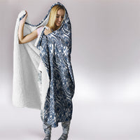 Hibiscus Bloom Island Tribal Waves Hooded Blanket Blue Polynesian Pattern LT01 - Polynesian Pride