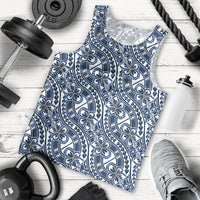 Hibiscus Bloom Island Tribal Waves Men Tank Top Blue Polynesian Pattern LT01 - Polynesian Pride