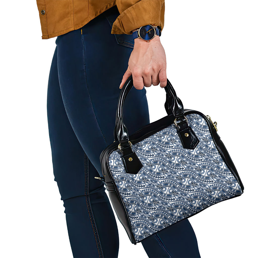 Hibiscus Bloom Island Tribal Waves Shoulder Handbag Blue Polynesian Pattern LT01 - Polynesian Pride