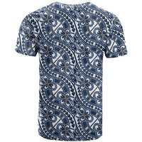 Hibiscus Bloom Island Tribal Waves T Shirt Blue Polynesian Pattern LT01 - Polynesian Pride