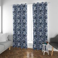 Hibiscus Bloom Island Tribal Waves Window Curtain Blue Polynesian Pattern LT01 With Grommets Blue - Polynesian Pride