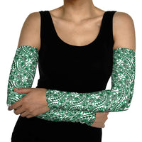 Hibiscus Bloom Island Tribal Waves Arm Sleeves Green Polynesian Pattern LT01 - Polynesian Pride