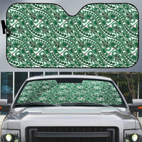 Hibiscus Bloom Island Tribal Waves Auto Sun Shade Green Polynesian Pattern LT01 Green - Polynesian Pride