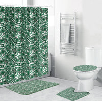 Hibiscus Bloom Island Tribal Waves Bathroom Set Green Polynesian Pattern LT01 Bathroom Set (4 pcs) Green - Polynesian Pride
