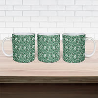 Hibiscus Bloom Island Tribal Waves Ceramic Mug Green Polynesian Pattern LT01 - Polynesian Pride