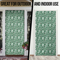 Hibiscus Bloom Island Tribal Waves Door Cover Green Polynesian Pattern LT01 - Polynesian Pride