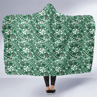 Hibiscus Bloom Island Tribal Waves Hooded Blanket Green Polynesian Pattern LT01 One Size Green - Polynesian Pride