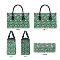 Hibiscus Bloom Island Tribal Waves Leather Bag Green Polynesian Pattern LT01 - Polynesian Pride