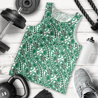 Hibiscus Bloom Island Tribal Waves Men Tank Top Green Polynesian Pattern LT01 - Polynesian Pride