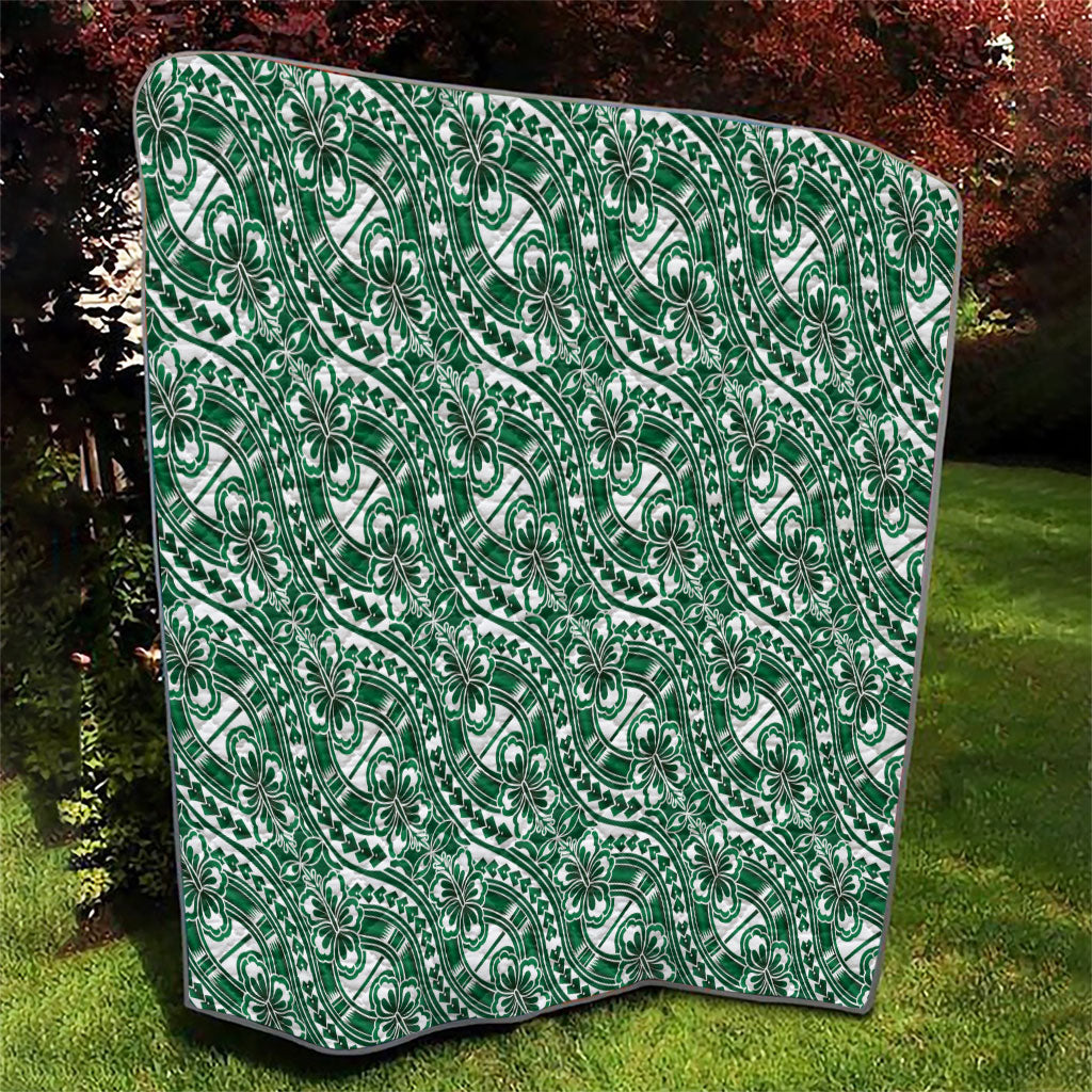 Hibiscus Bloom Island Tribal Waves Quilt Green Polynesian Pattern LT01 - Polynesian Pride