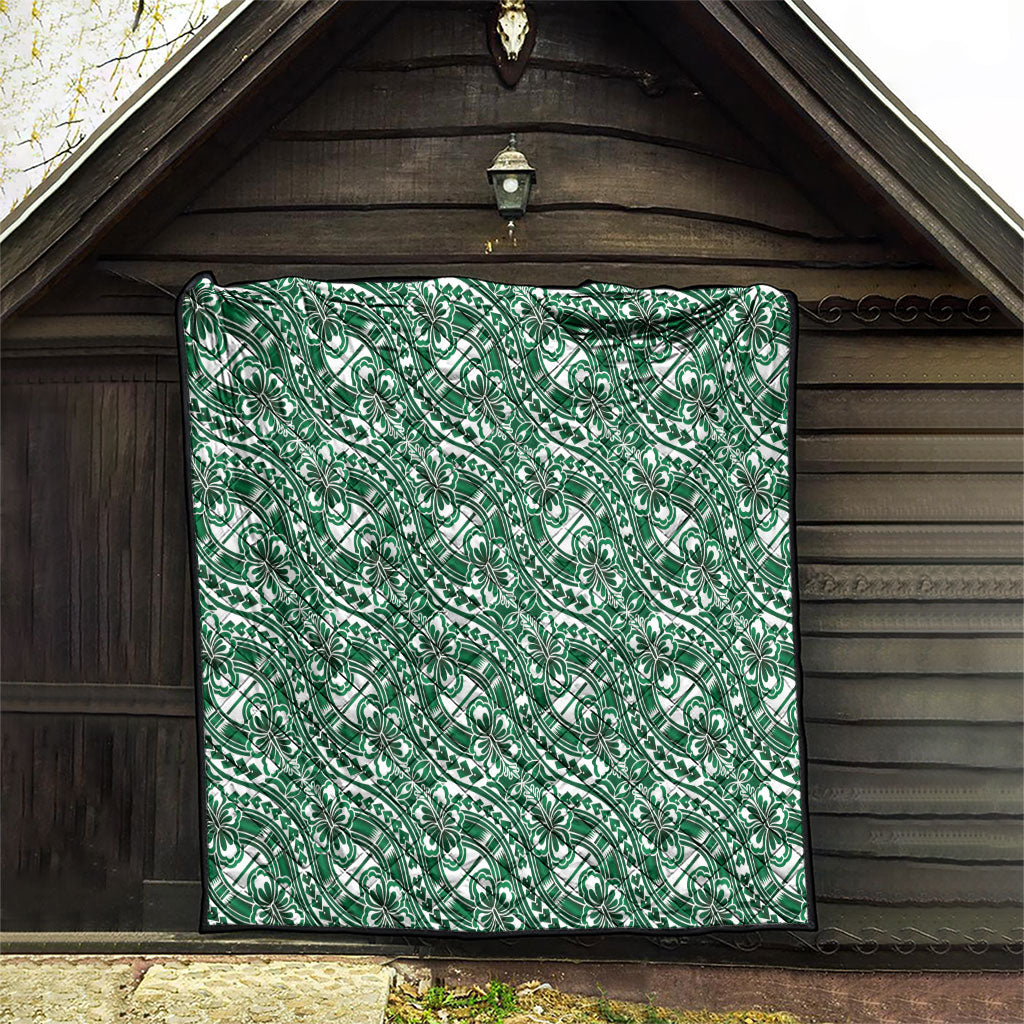 Hibiscus Bloom Island Tribal Waves Quilt Green Polynesian Pattern LT01 - Polynesian Pride