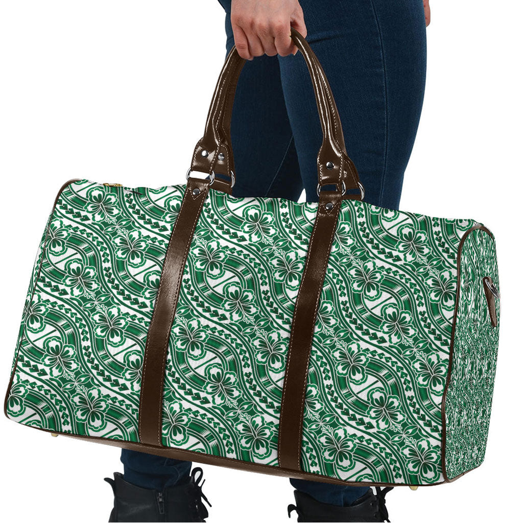 Hibiscus Bloom Island Tribal Waves Travel Bag Green Polynesian Pattern LT01 - Polynesian Pride