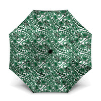 Hibiscus Bloom Island Tribal Waves Umbrella Green Polynesian Pattern LT01 One Size Folded 11.42 inch Opened Diameter 37.4 inch Green - Polynesian Pride