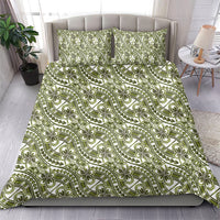 Hibiscus Bloom Island Tribal Waves Bedding Set Olive Green Polynesian Pattern LT01 - Polynesian Pride