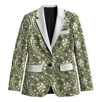 Hibiscus Bloom Island Tribal Waves Blazer Olive Green Polynesian Pattern LT01 Unisex Olive Green - Polynesian Pride