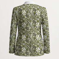 Hibiscus Bloom Island Tribal Waves Blazer Olive Green Polynesian Pattern LT01 - Polynesian Pride