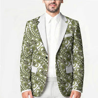 Hibiscus Bloom Island Tribal Waves Blazer Olive Green Polynesian Pattern LT01 - Polynesian Pride