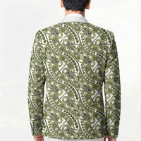 Hibiscus Bloom Island Tribal Waves Blazer Olive Green Polynesian Pattern LT01 - Polynesian Pride