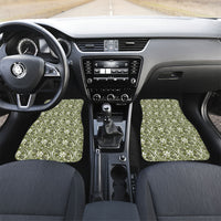 Hibiscus Bloom Island Tribal Waves Car Mats Olive Green Polynesian Pattern LT01 Set 2pcs - Front Olive Green - Polynesian Pride