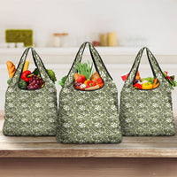 Hibiscus Bloom Island Tribal Waves Grocery Bag Olive Green Polynesian Pattern LT01 3-pack One Size Olive Green - Polynesian Pride