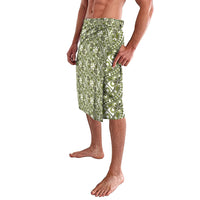 Hibiscus Bloom Island Tribal Waves Lavalava Olive Green Polynesian Pattern LT01 - Polynesian Pride