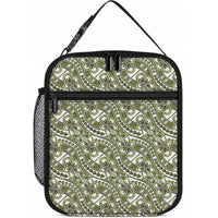 Hibiscus Bloom Island Tribal Waves Lunch Bag Olive Green Polynesian Pattern LT01 10.2 × 8.3 × 4.3 inch Olive Green - Polynesian Pride