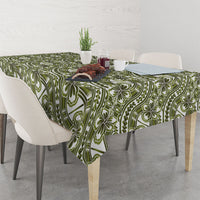 Hibiscus Bloom Island Tribal Waves Tablecloth Olive Green Polynesian Pattern LT01 - Polynesian Pride