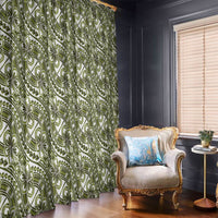 Hibiscus Bloom Island Tribal Waves Window Curtain Olive Green Polynesian Pattern LT01 - Polynesian Pride