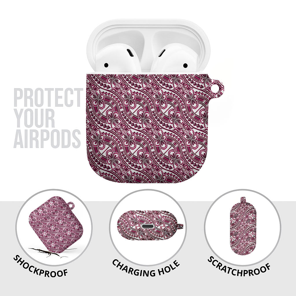 Hibiscus Bloom Island Tribal Waves AirPods Case Pink Polynesian Pattern LT01 - Polynesian Pride