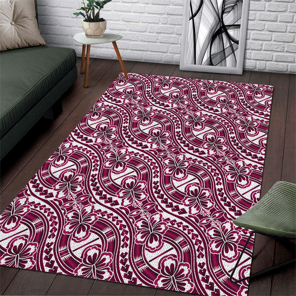 Hibiscus Bloom Island Tribal Waves Area Rug Pink Polynesian Pattern LT01 Pink - Polynesian Pride