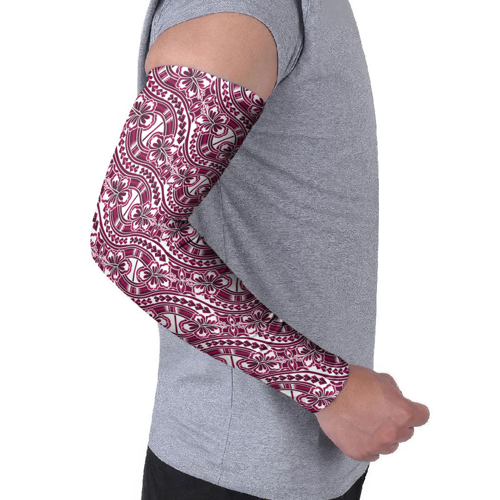 Hibiscus Bloom Island Tribal Waves Arm Sleeves Pink Polynesian Pattern LT01 - Polynesian Pride