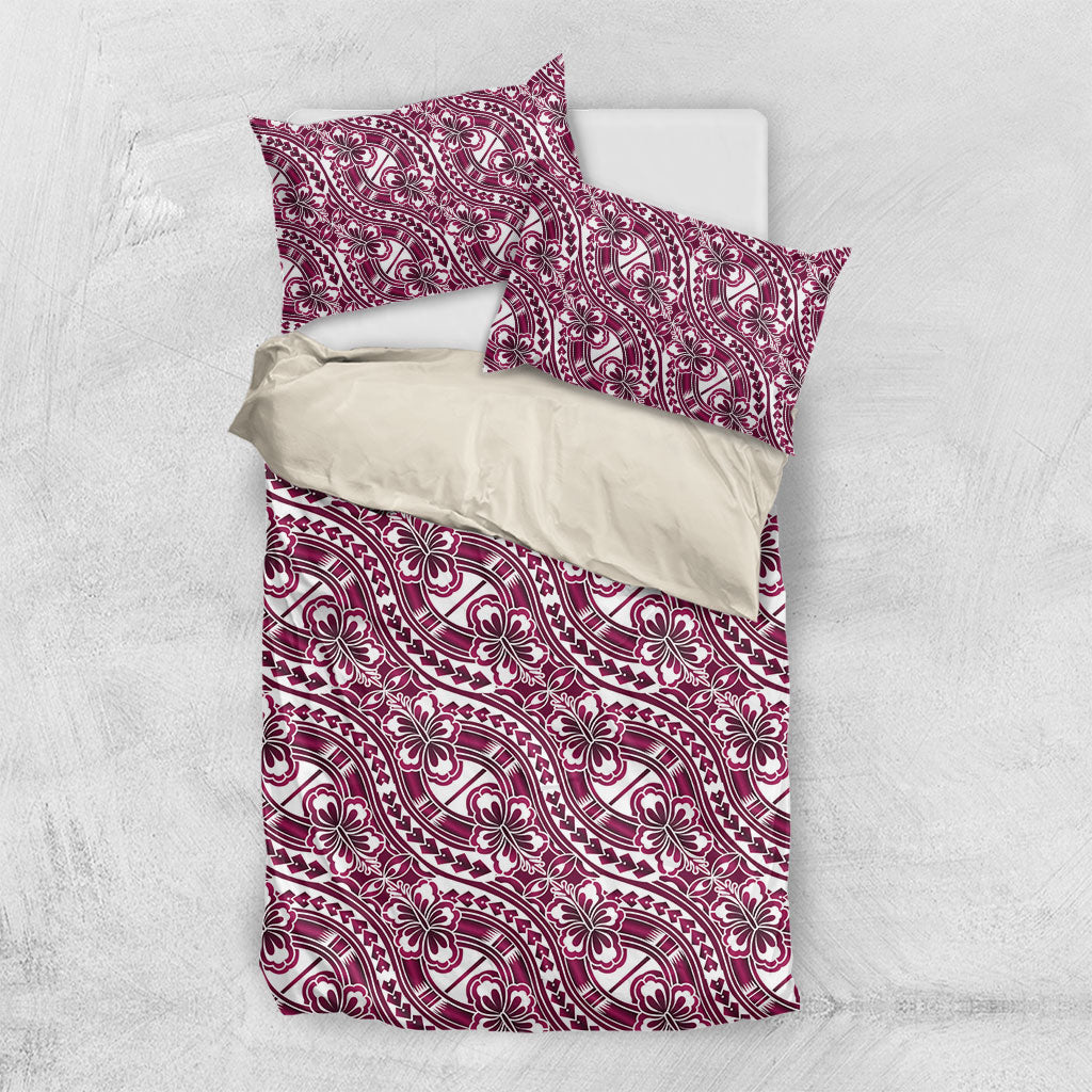 Hibiscus Bloom Island Tribal Waves Bedding Set Pink Polynesian Pattern LT01 US Twin 172cm x 218cm Pink - Polynesian Pride